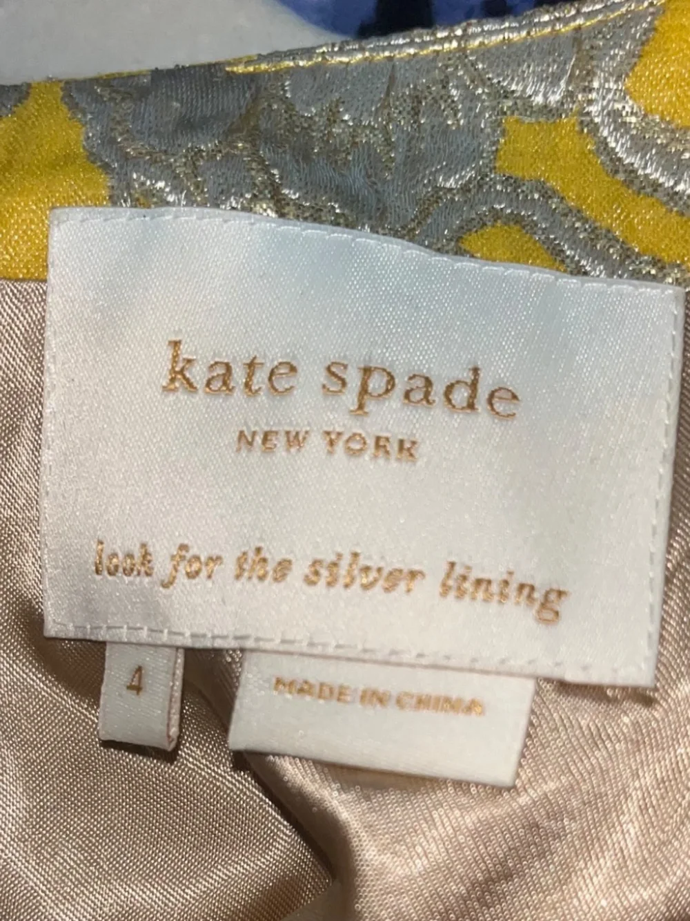 Vintage Kate Spade NY Yellow Floral Jacquard Brocade Josie Dress NWT Size 4
